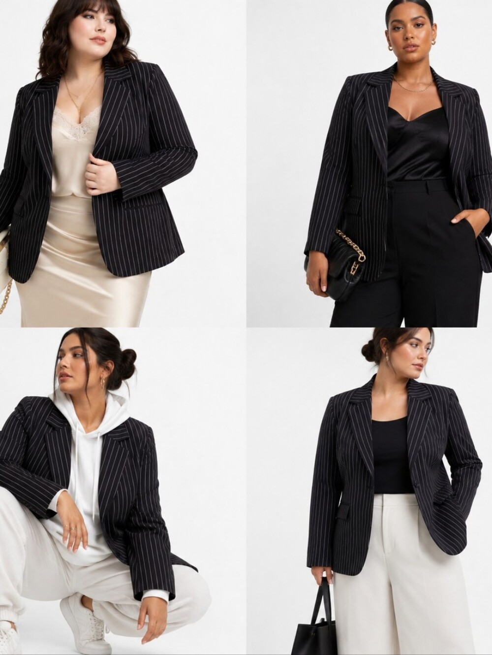 NWT Ashley Stewart Pinstripe Blazer Striped Stretch Black White Plus Size 20 2X